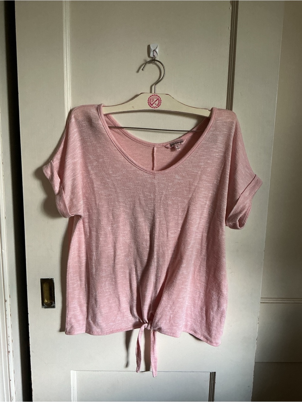 Juicy Couture Soft Pink Tie-Front Crop Top